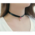 Leather Rhinestone Necklace Black Tattoo Choker Necklaces